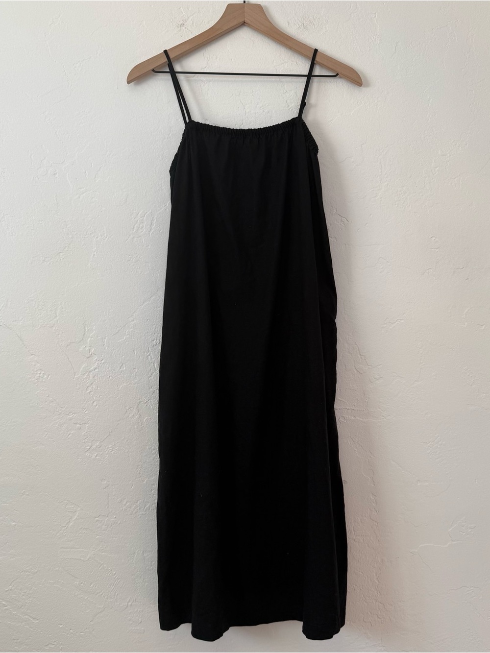 A New Day Black Spaghetti Strap Linen Blend Loose Maxi Dress